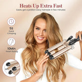 Ceramic Tourmaline Curling Iron – 1-Inch Triple Barrel Hair Curler with LCD Temperature Display
